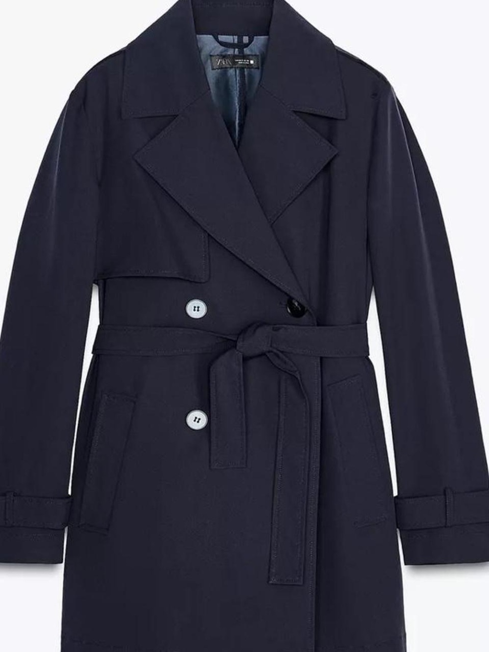 Zara Dark Navy Belted Trench Coat